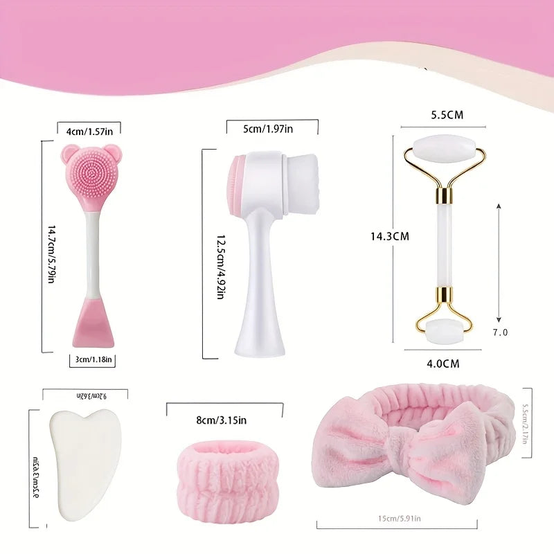Kit 7 peças para limpeza e cuidados faciais
