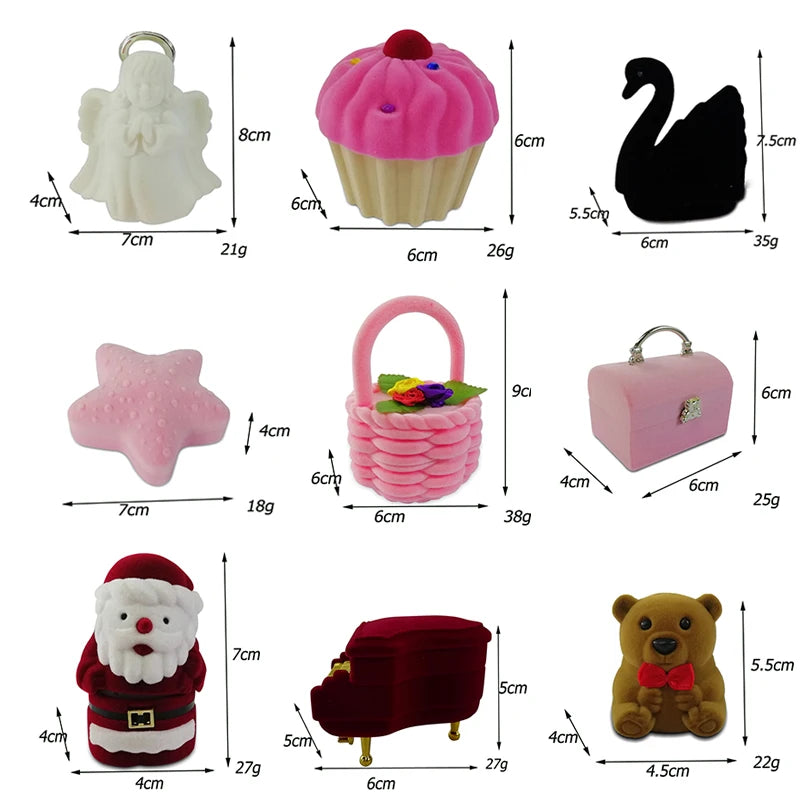 Mini porta-joias de veludo para anel e brincos
