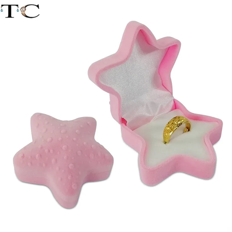 Mini porta-joias de veludo para anel e brincos