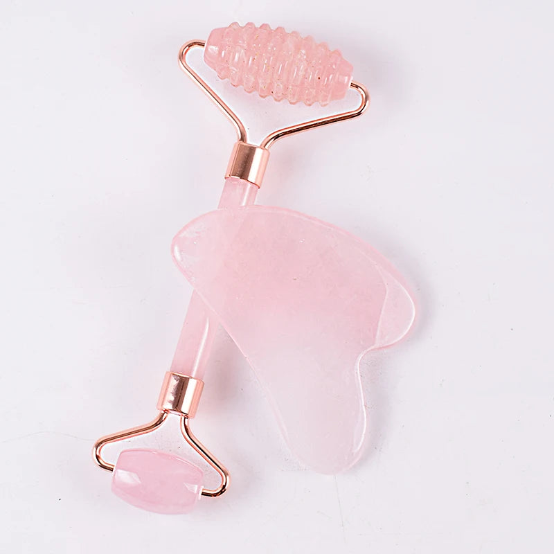 Gua sha de quartzo rosa com caixa
