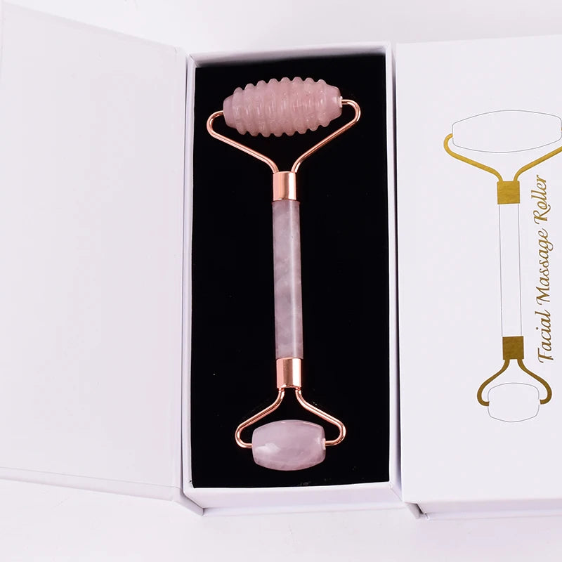 Gua sha de quartzo rosa com caixa
