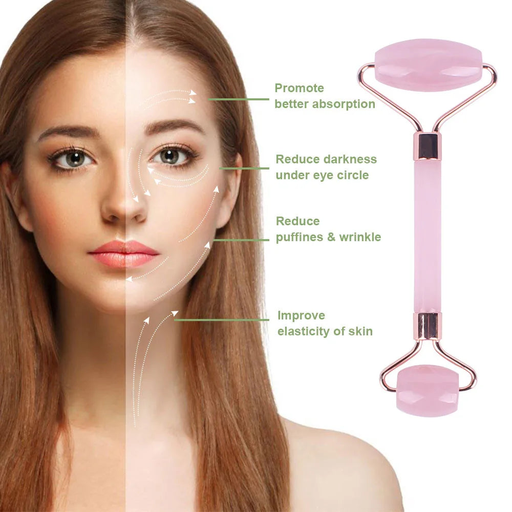 Rolo facial e gua sha rosa de resina