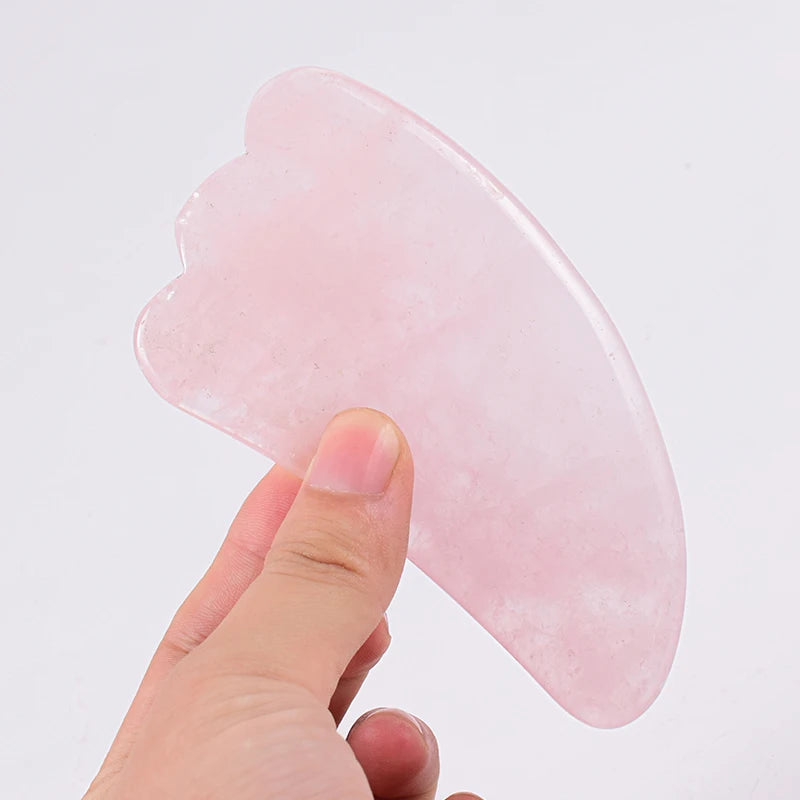 Gua sha de quartzo rosa com caixa