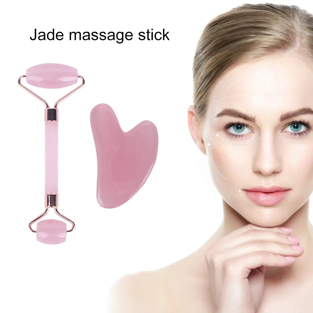 Rolo facial e gua sha rosa de resina