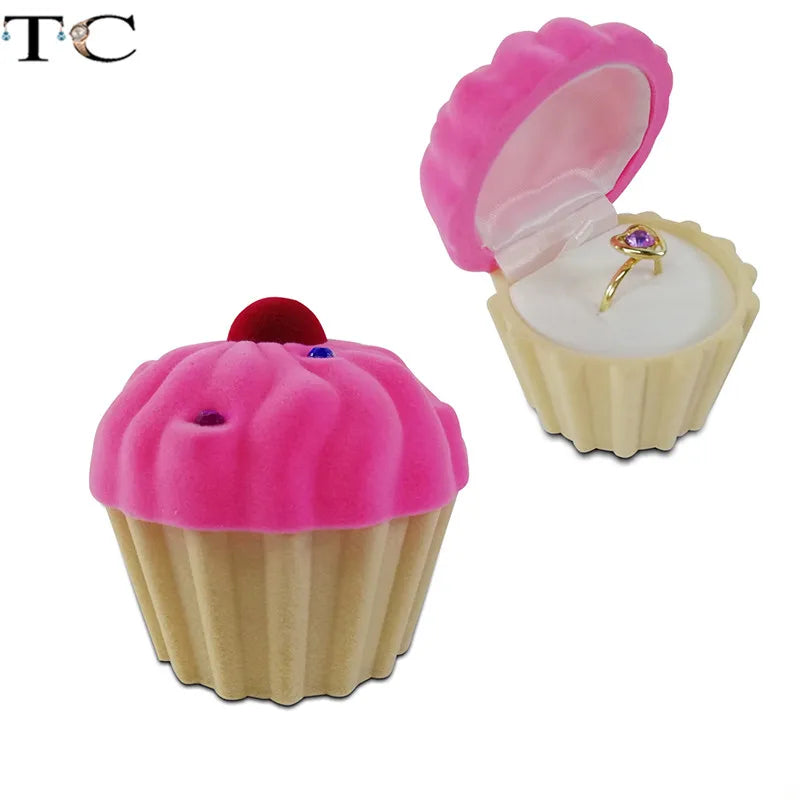 Mini porta-joias de veludo para anel e brincos