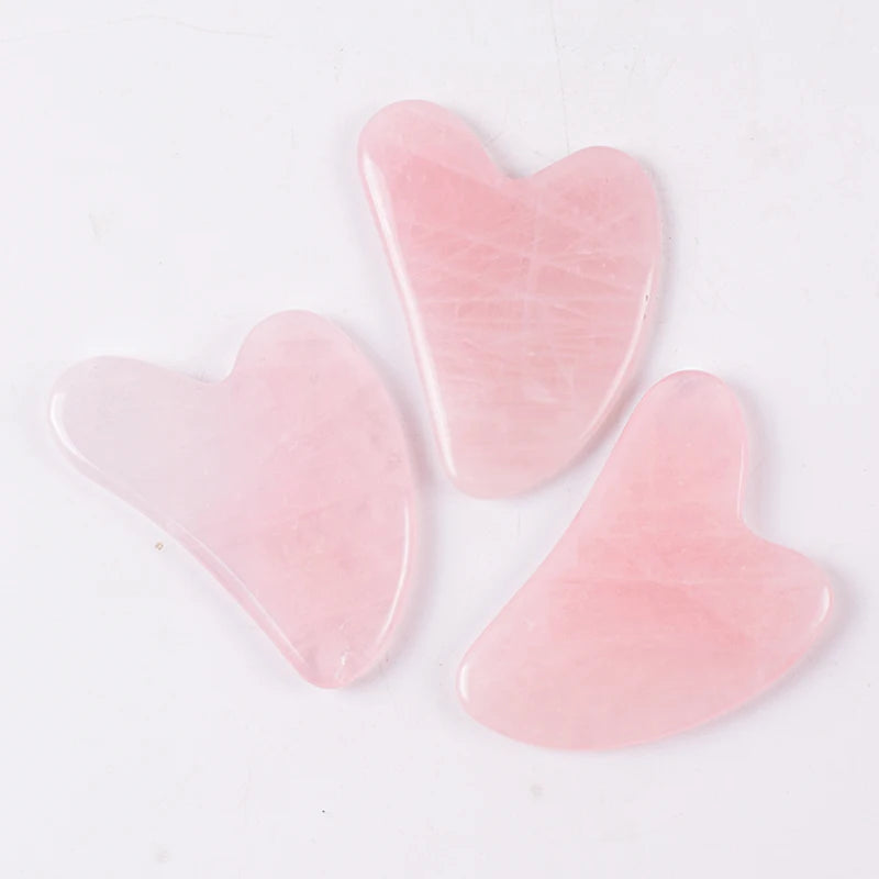 Gua sha de quartzo rosa com caixa