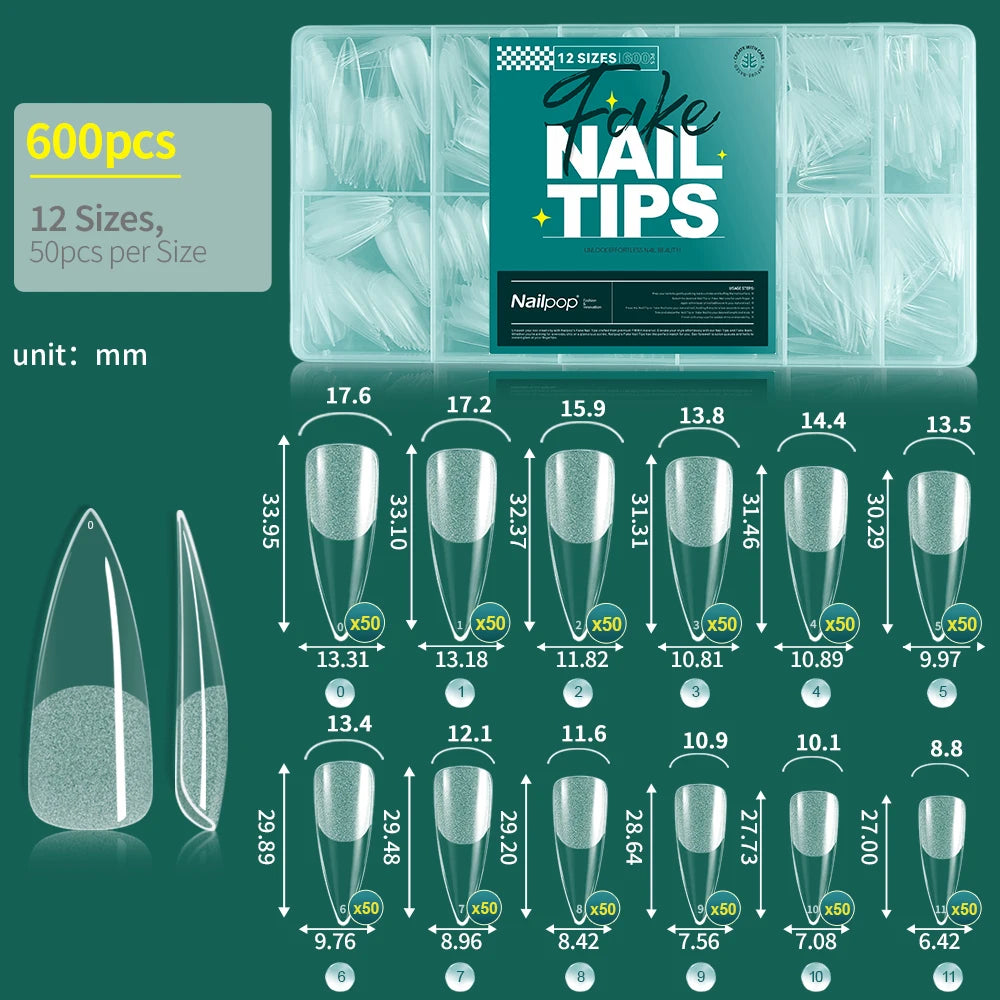 Kit 600 unhas postiças transparentes