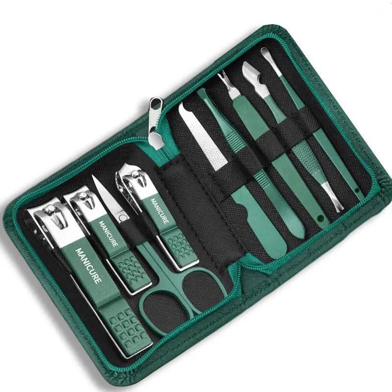 Kit manicure e pedicure em aço inox com estojo