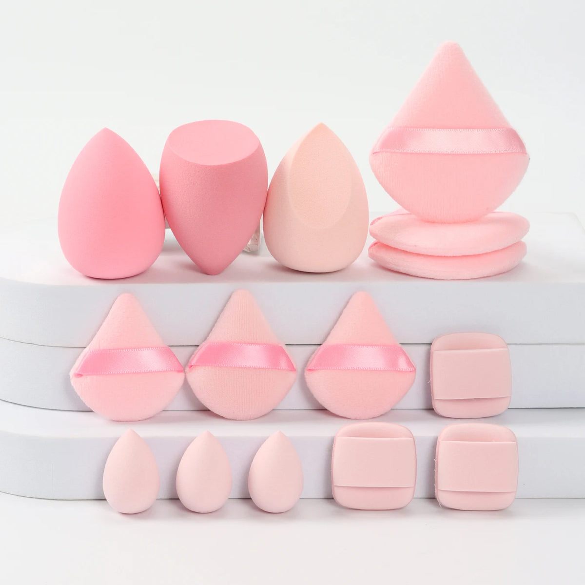 Kit de puffs e esponjas de maquiagem (15 peças)