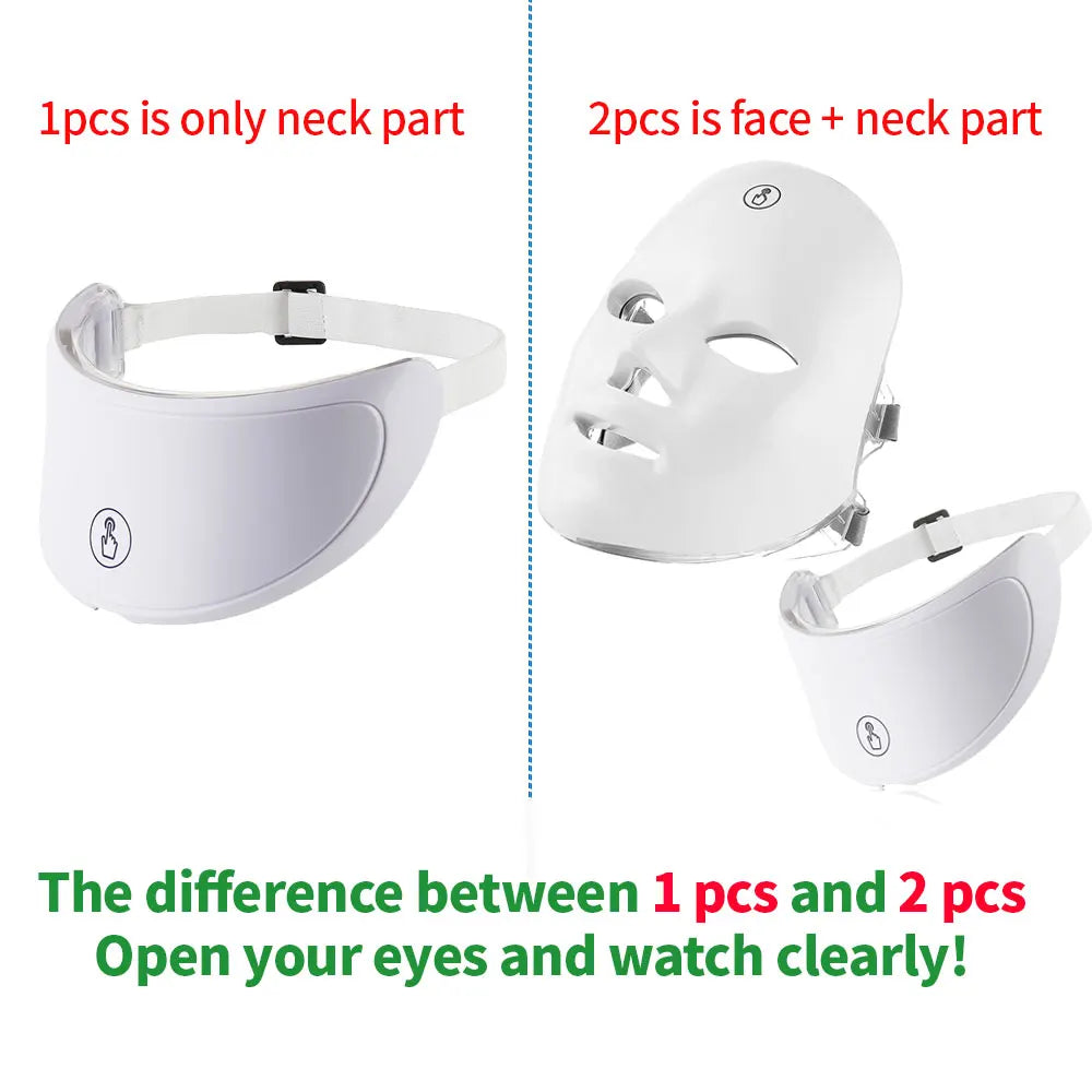 Máscara LED facial e para pescoço com 7 cores