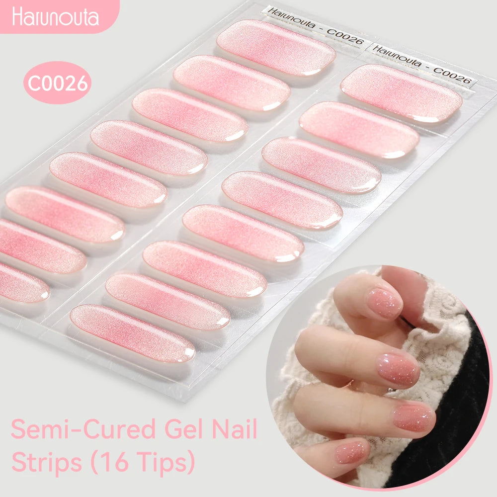 Adesivos de unha em gel semicurado (efeito aurora)