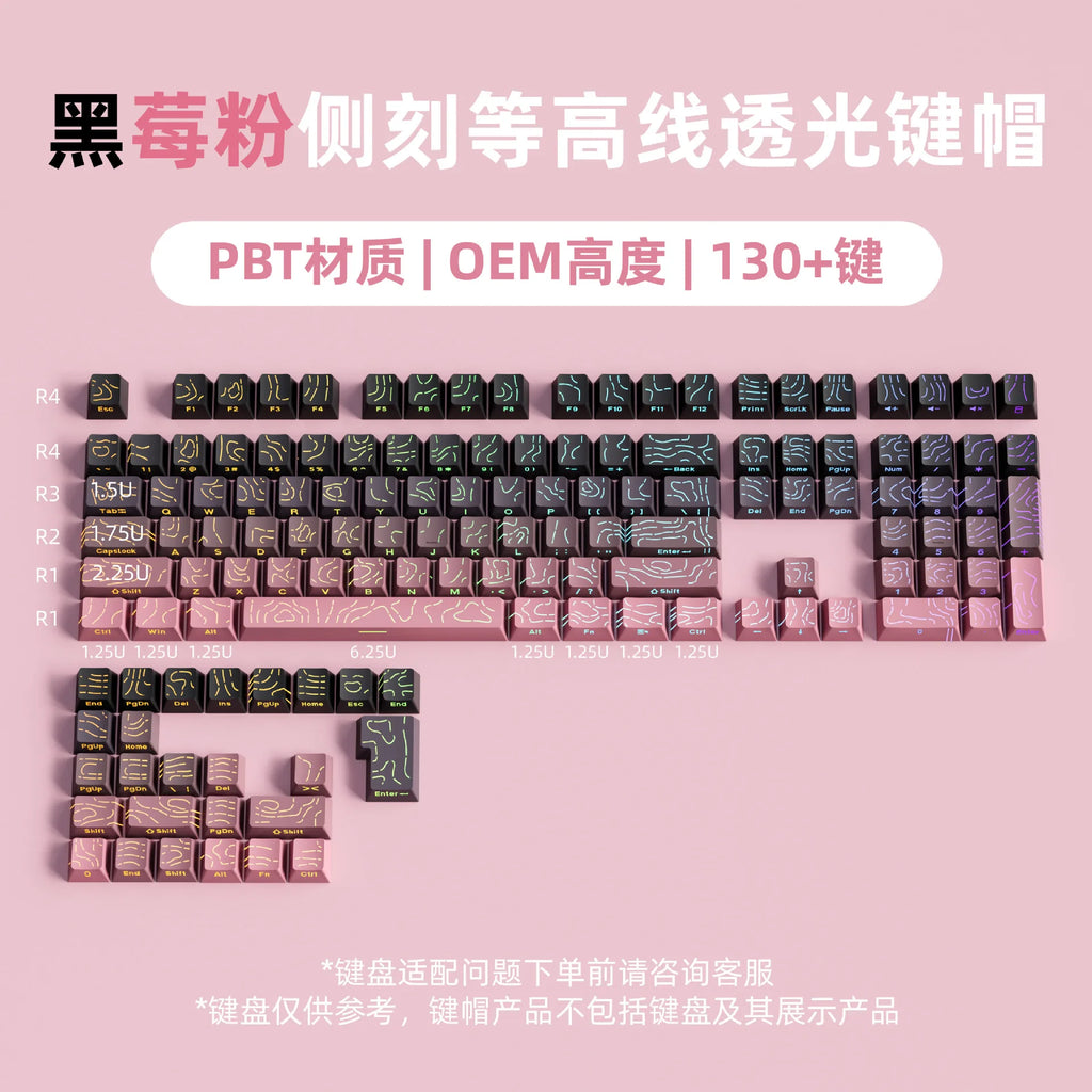 Kit de keycaps PBT com brilho lateral