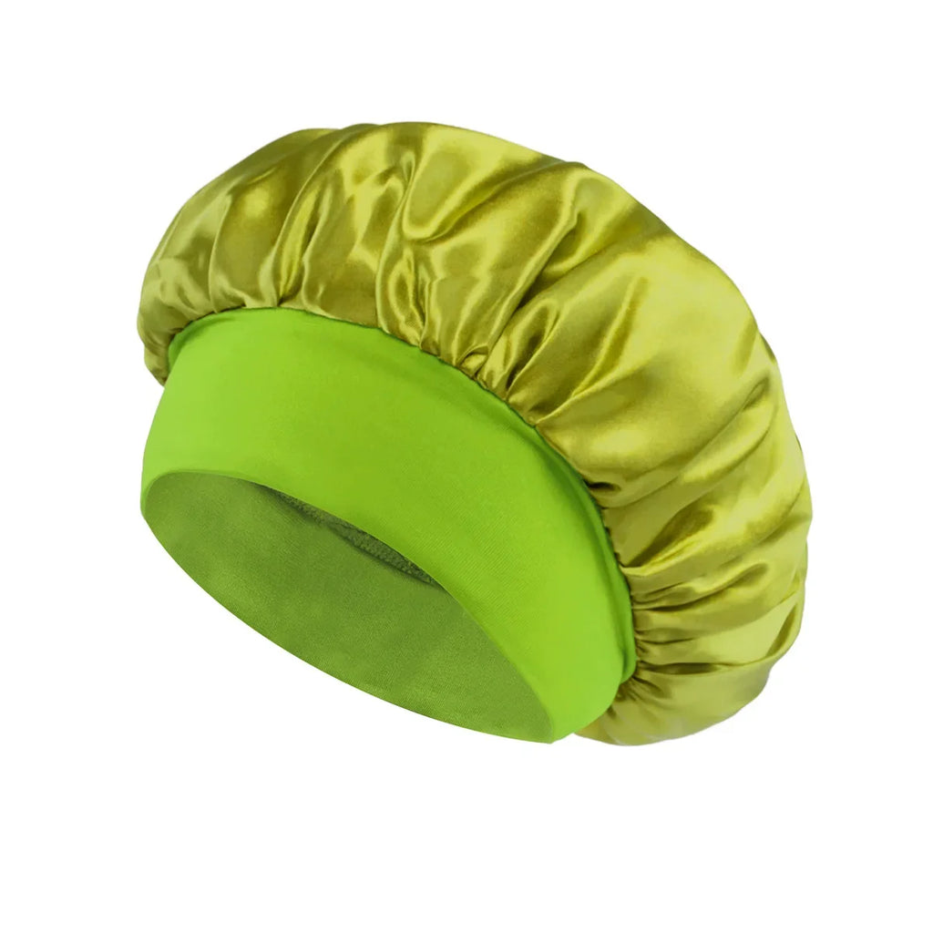 Touca de cetim para dormir com faixa larga