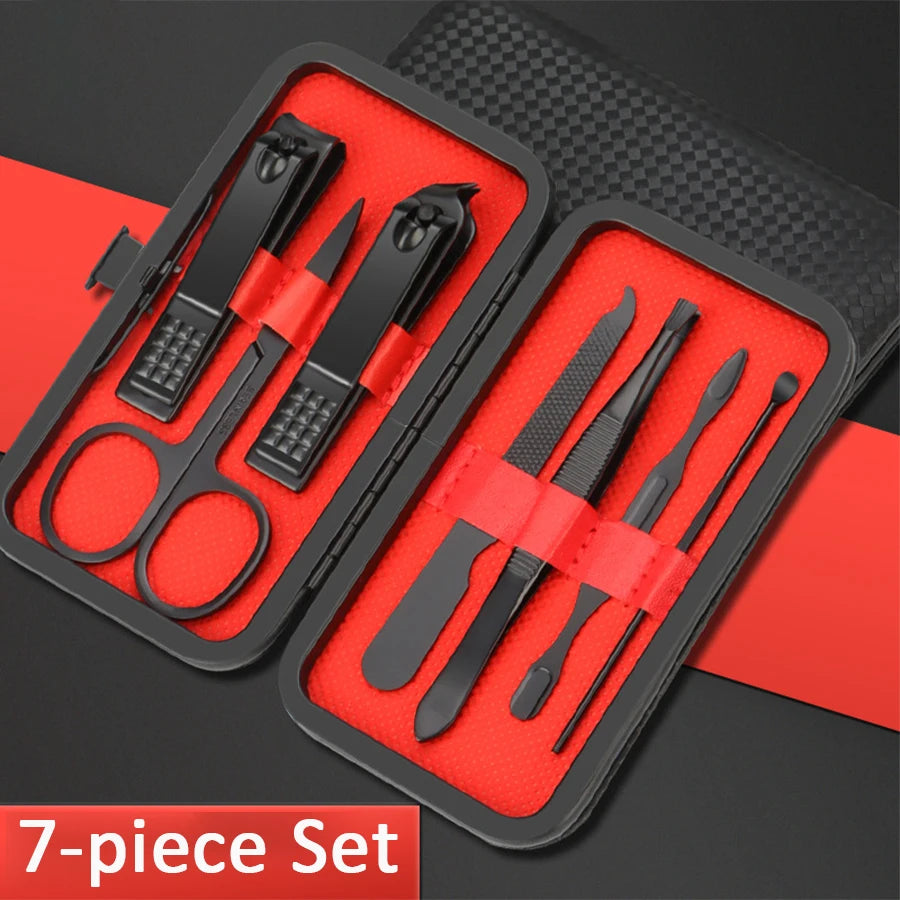Kit manicure profissional com estojo de couro