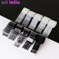 Kit 10 rolos de foil para unhas renda preto e branco