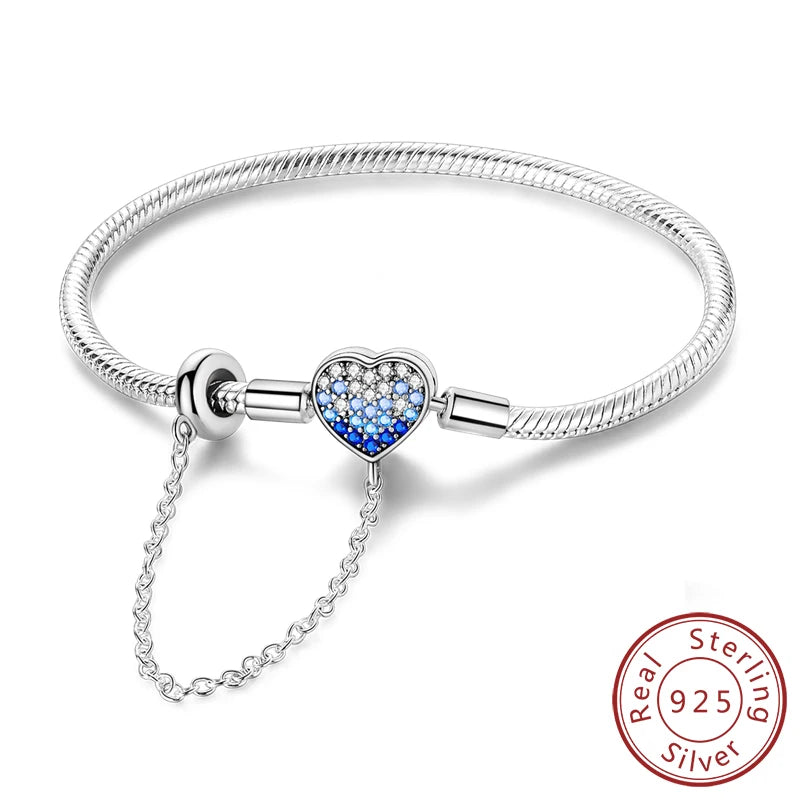 Pulseira de berloques em prata 925 com corações