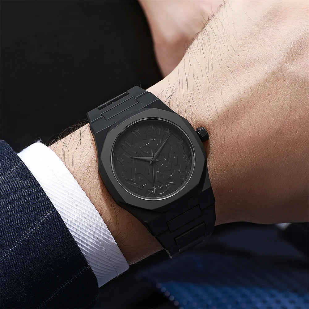 Relógio masculino de mostrador grande e pulseira de silicone