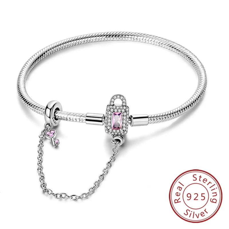 Pulseira de berloques em prata 925 com corações