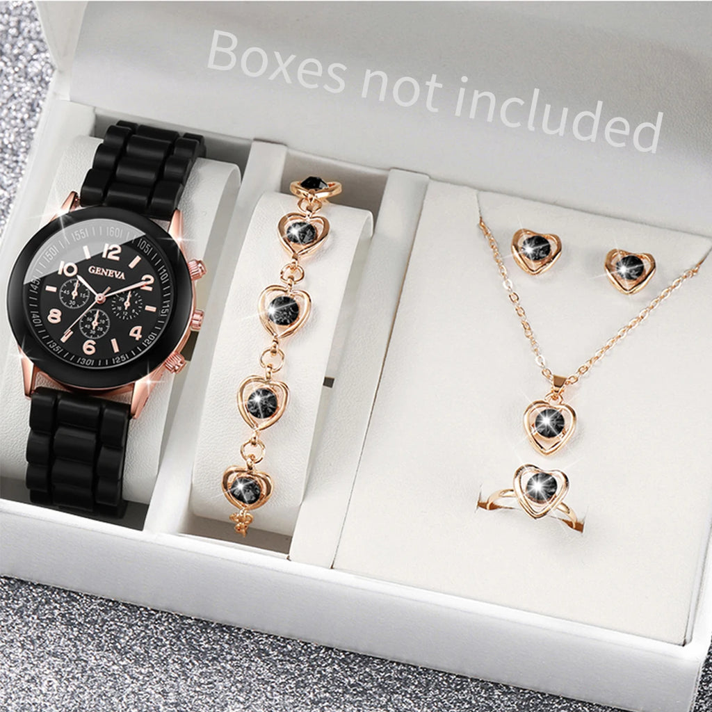 Kit relógio feminino com pulseiras e acessórios