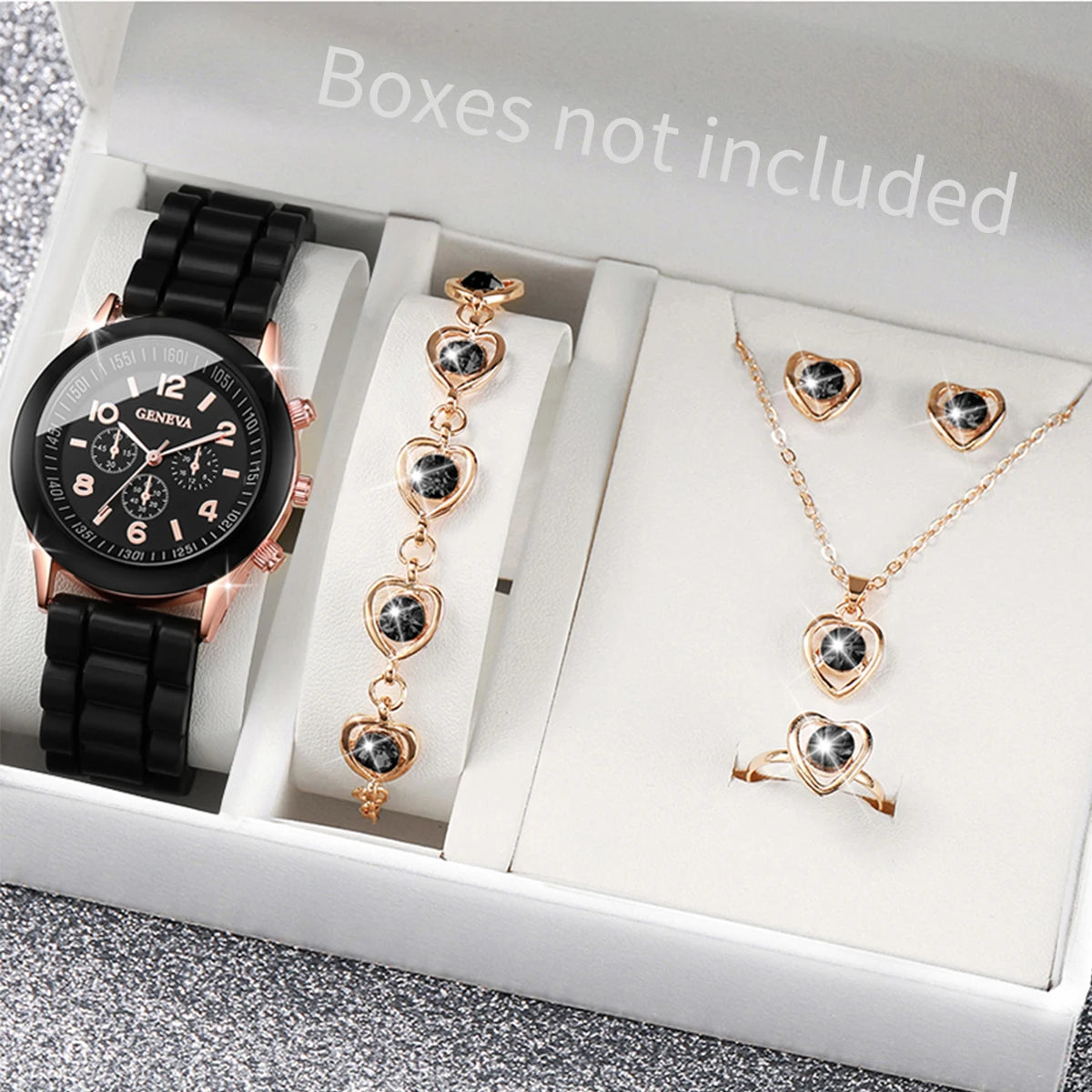 Kit relógio feminino com pulseiras e acessórios