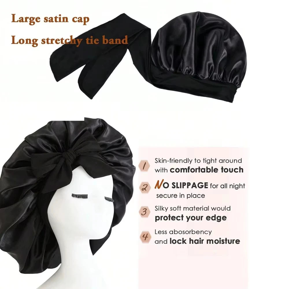 Touca de cetim para cabelo cacheado