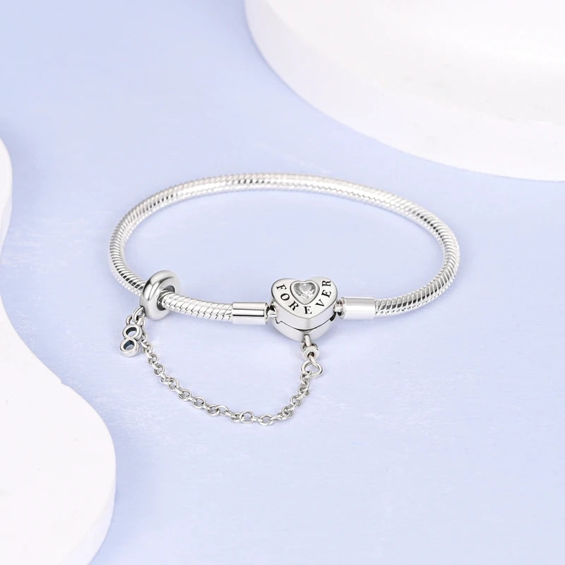 Pulseira de berloques em prata 925 com corações