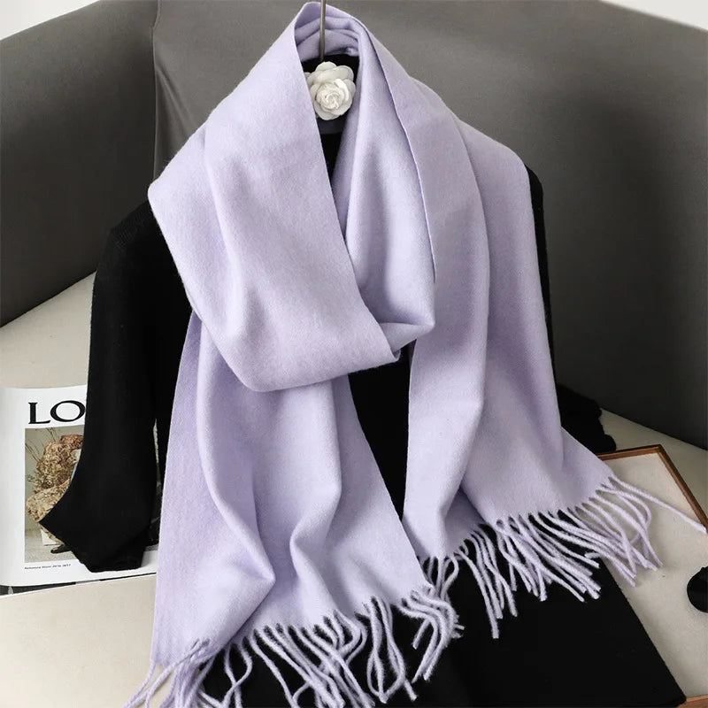 Cachecol pashmina liso com franjas