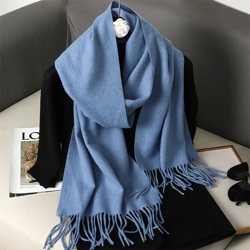 Cachecol pashmina liso com franjas