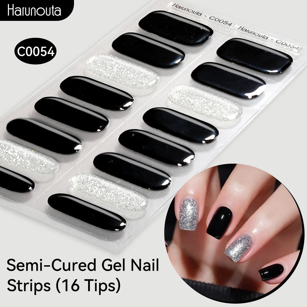 Adesivos de unha em gel semicurado (efeito aurora)