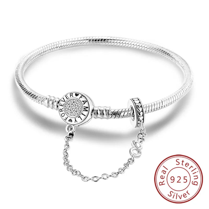 Pulseira de berloques em prata 925 com corações