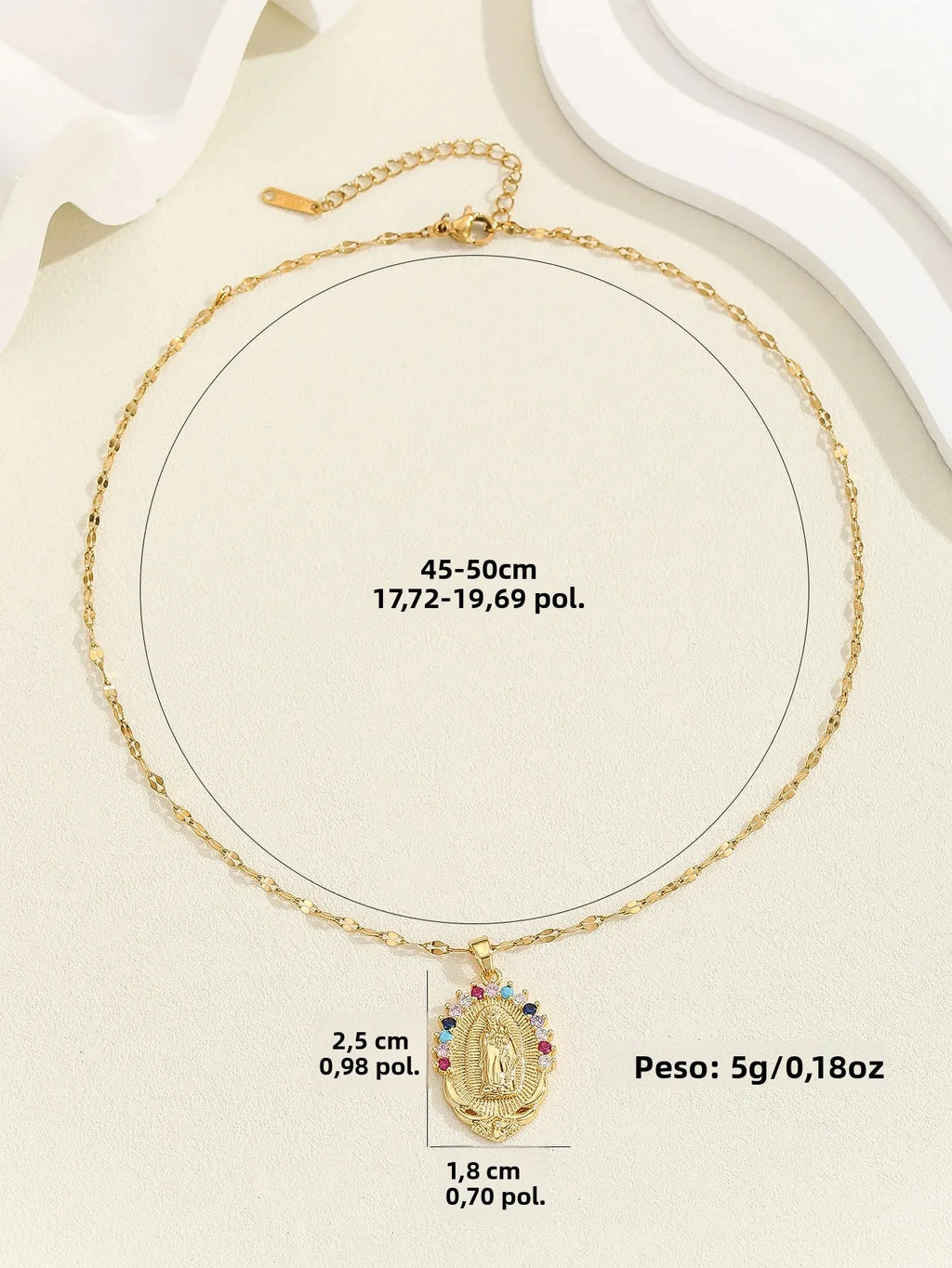 Colar com pingente colorido de zircônias dourado