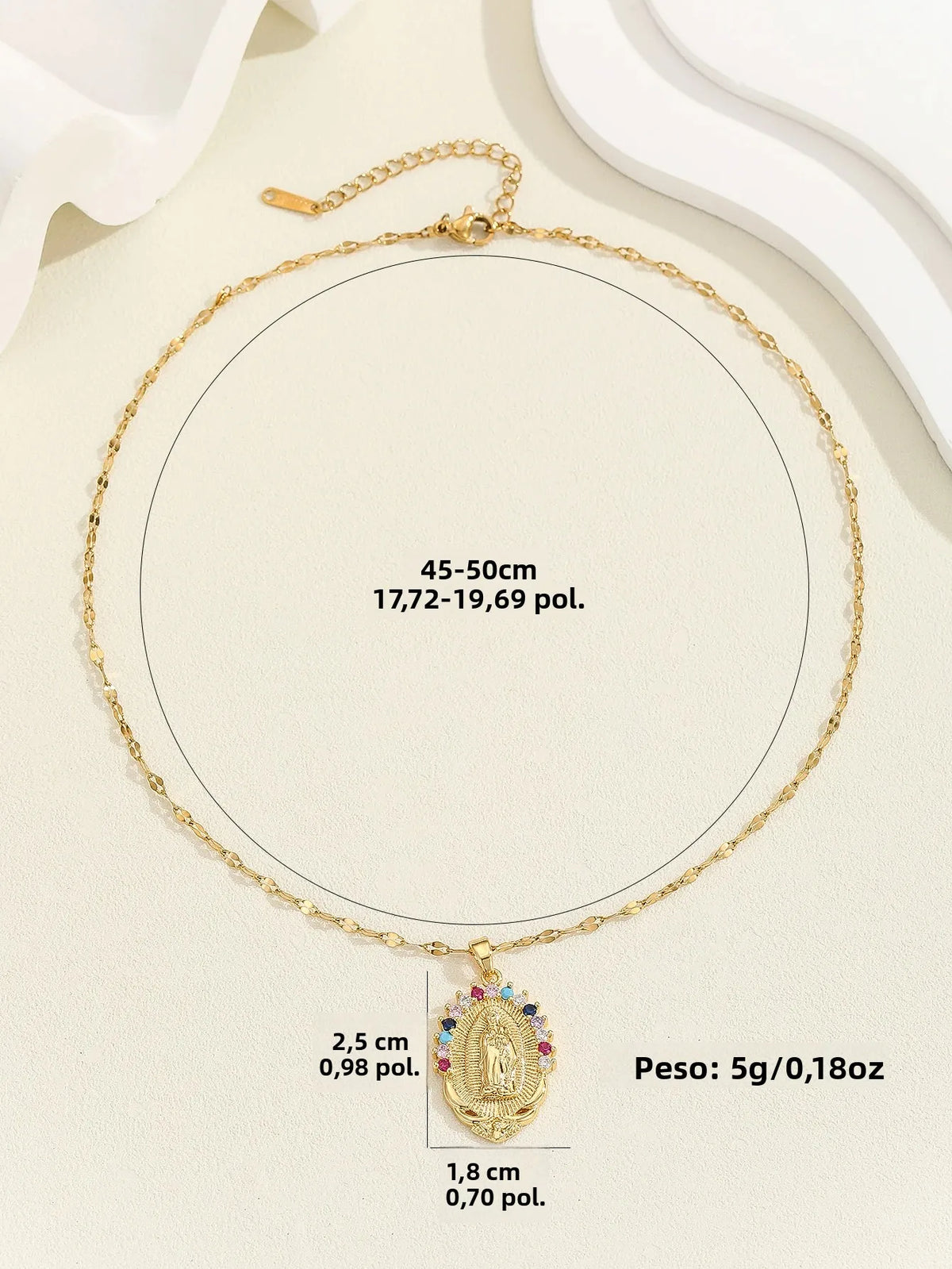 Colar com pingente colorido de zircônias dourado