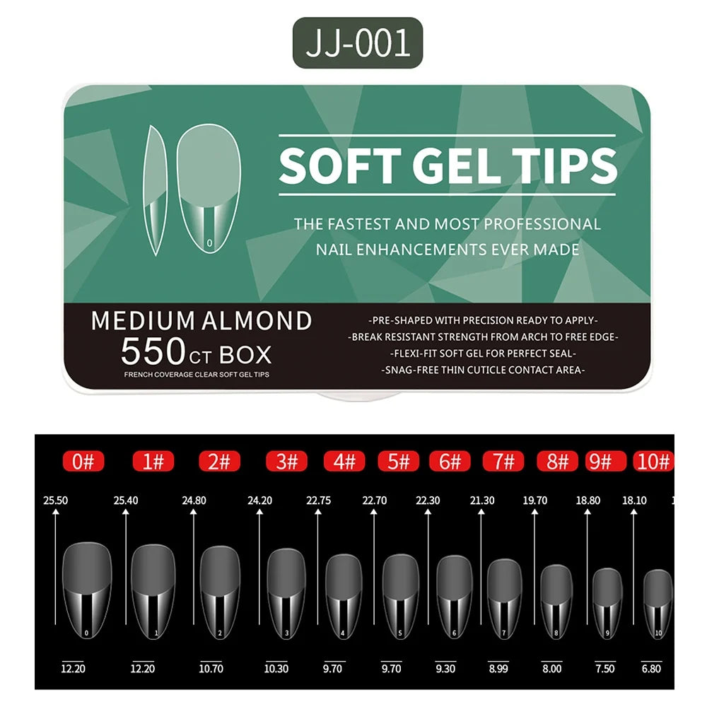 Kit 550 tips de unha em gel macio