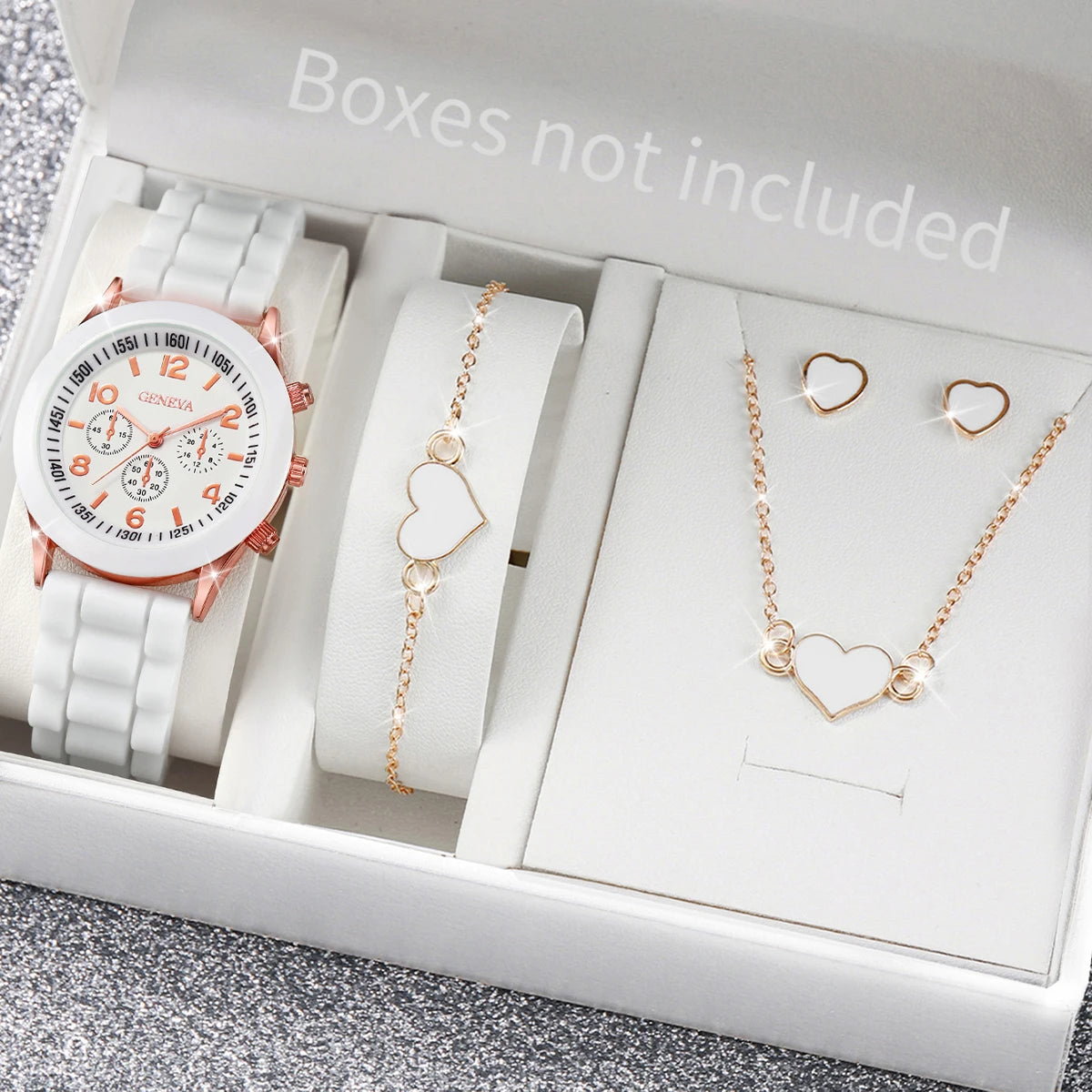 Kit relógio feminino com pulseiras e acessórios