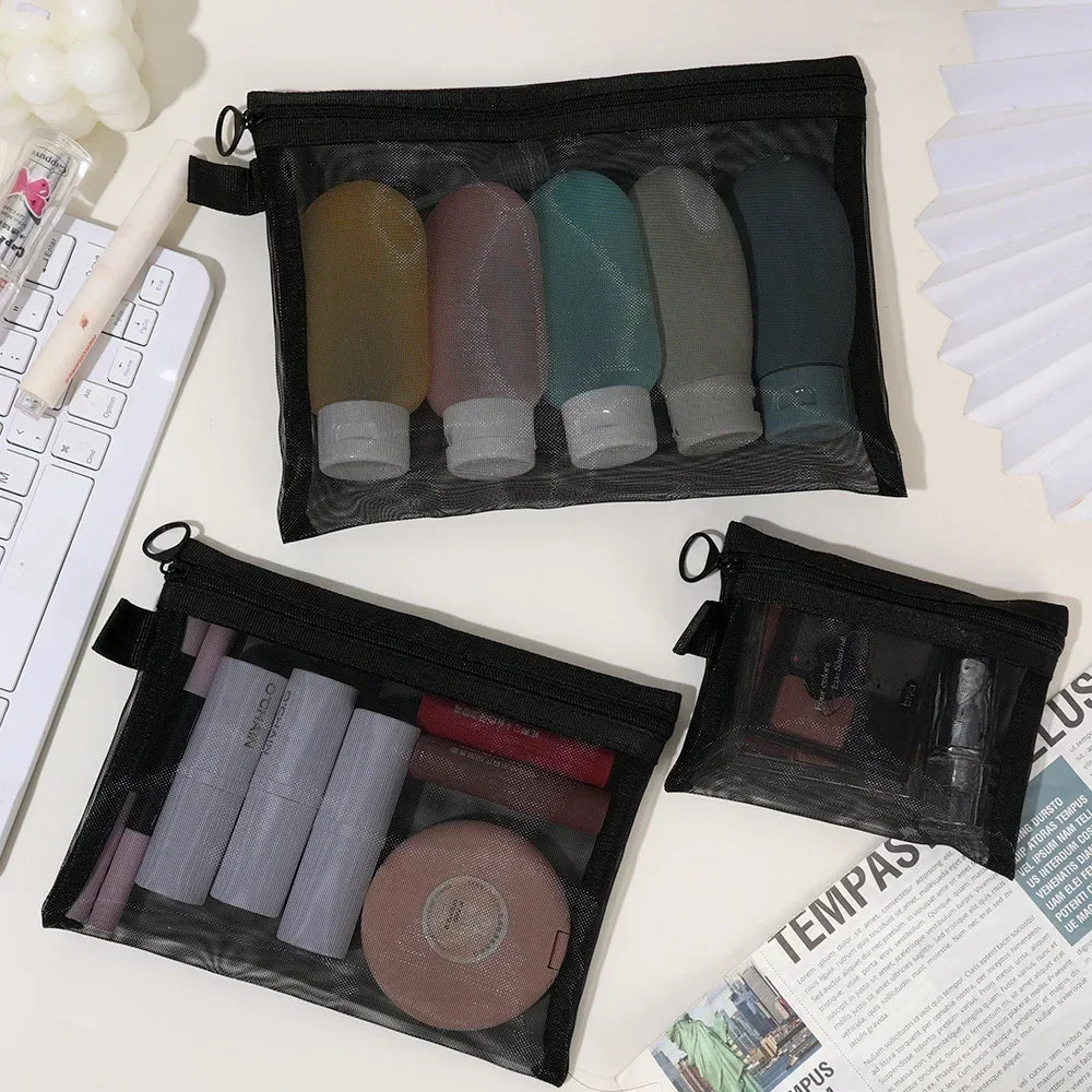 Necessaire transparente de tela (P, M ou kit com 3)