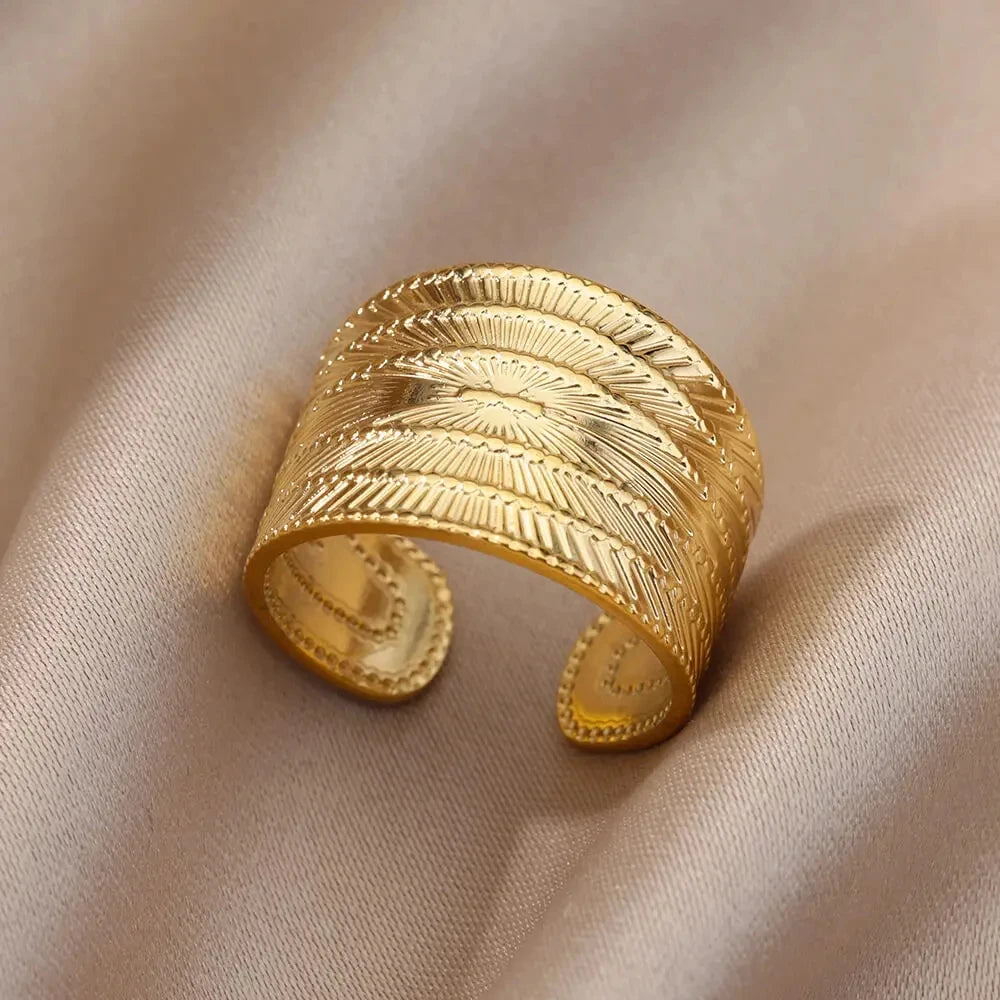 Anel feminino em aço inox 316L dourado