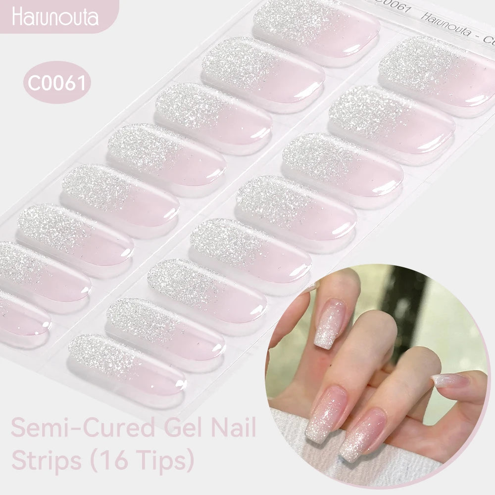 Adesivos de unha em gel semicurado (efeito aurora)