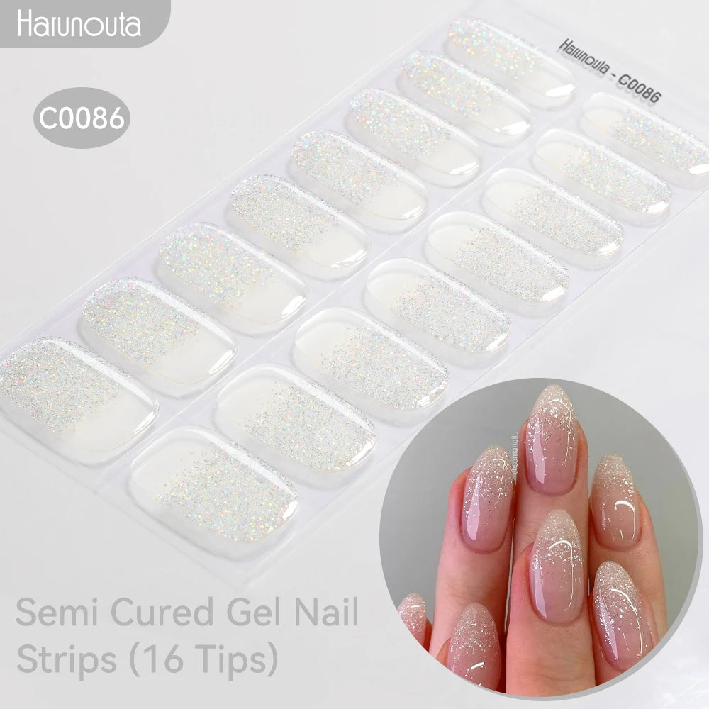 Adesivos de unha em gel semicurado (efeito aurora)