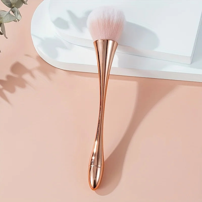 Pincel leque rosé para pó e iluminador