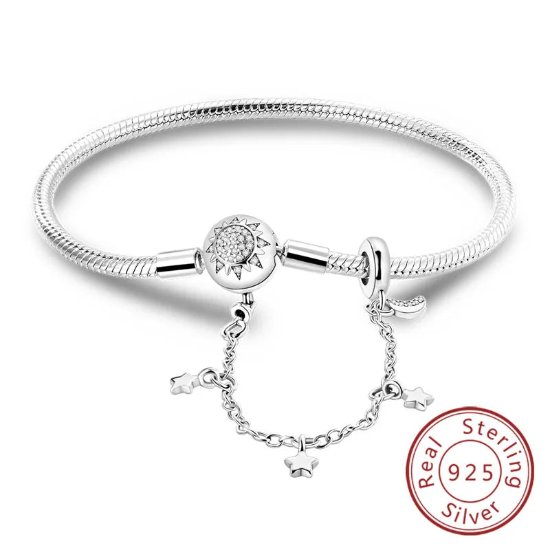Pulseira de berloques em prata 925 com corações