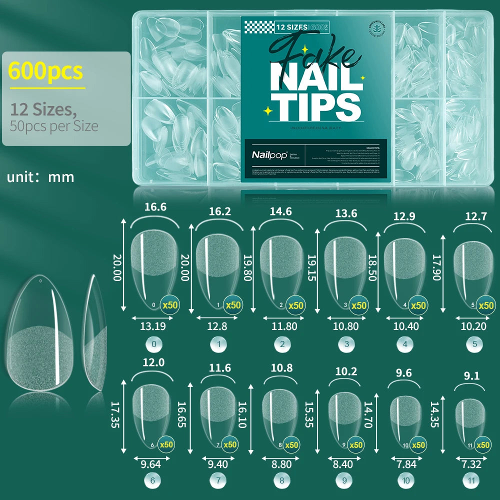Kit 600 unhas postiças transparentes