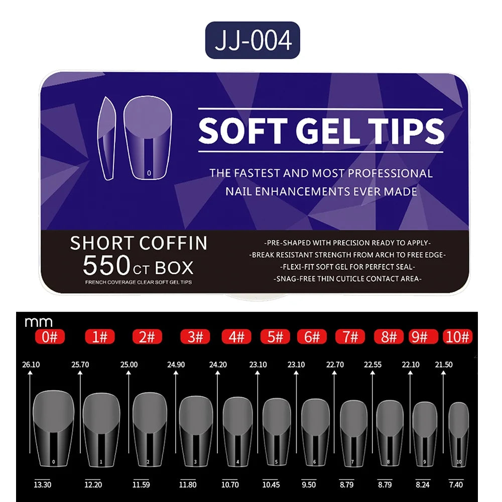 Kit 550 tips de unha em gel macio