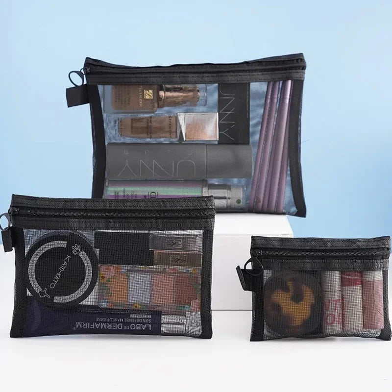 Necessaire transparente de tela (P, M ou kit com 3)