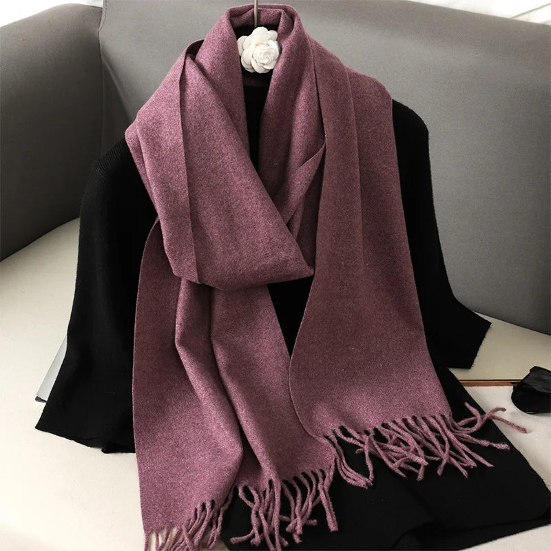 Cachecol pashmina liso com franjas
