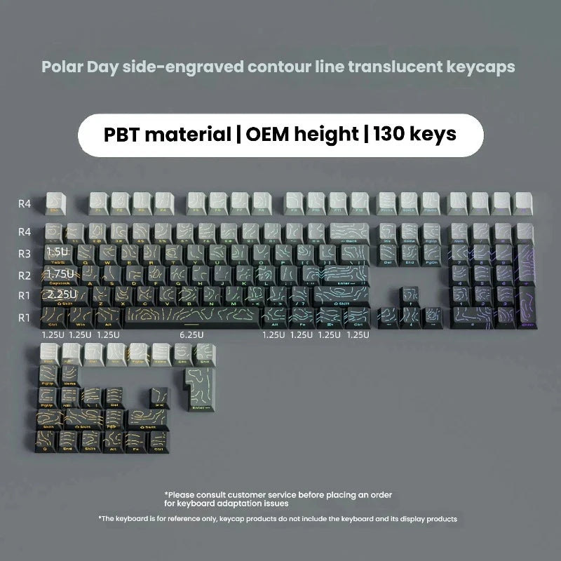 Kit de keycaps PBT com brilho lateral