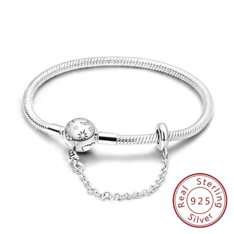 Pulseira de berloques em prata 925 com corações