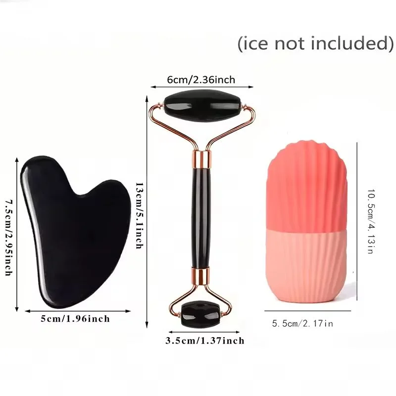 Rolo de gelo facial e gua sha (kit 1, 2 ou 3 peças)