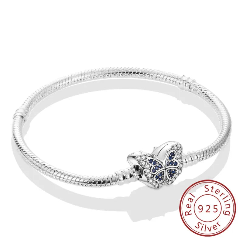 Pulseira de berloques em prata 925 com corações
