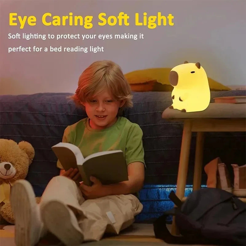 Luminária capivara de silicone com luz LED noturna