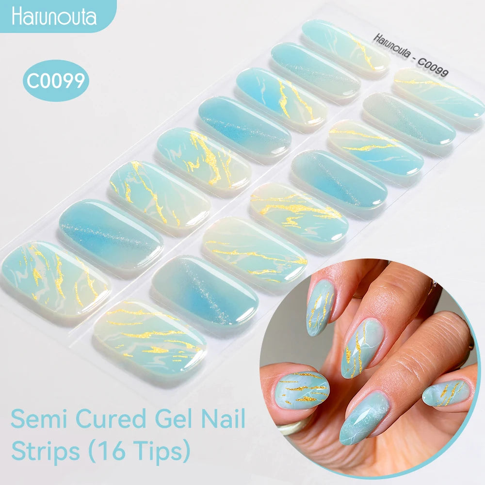 Adesivos de unha em gel semicurado (efeito aurora)